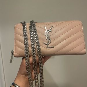 Authentic YSL MONOGRAM ZIP AROUND WOC